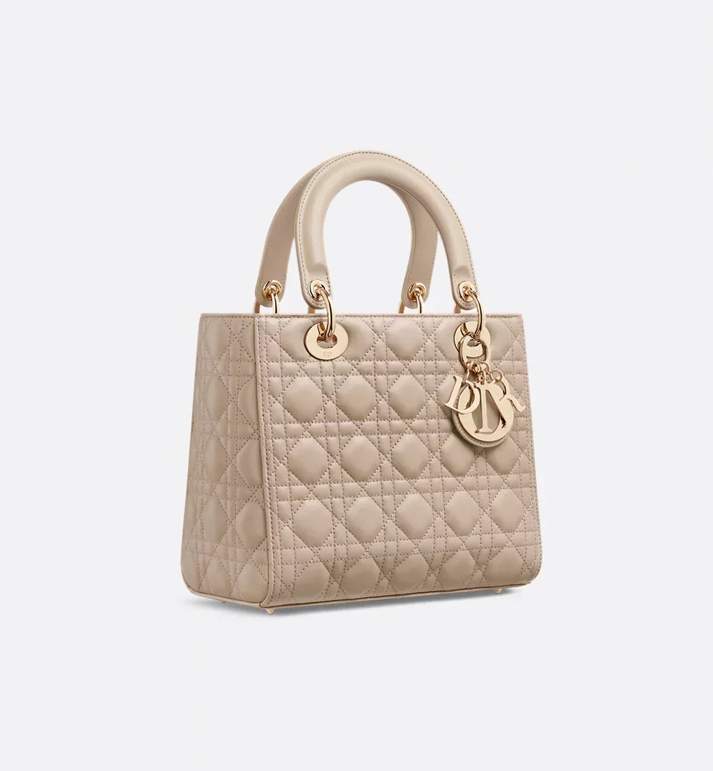 Medium Lady Dior Bag Desert Taupe Cannage Lambskin