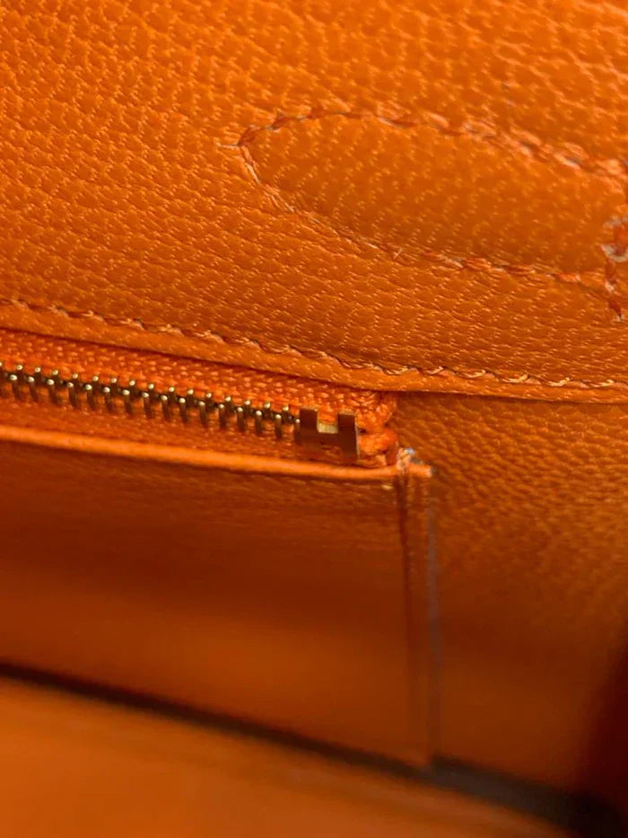 Hermes Birkin Leather Gold Handbag Bag for Women (Orange Matt)