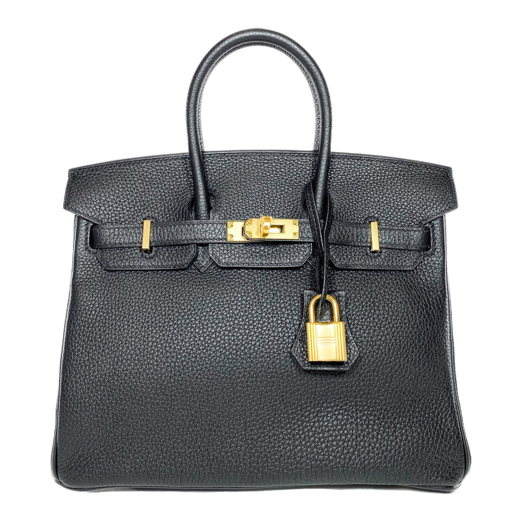Hermes Birkin Leather Gold Handbag Bag for Women (Black Matt)