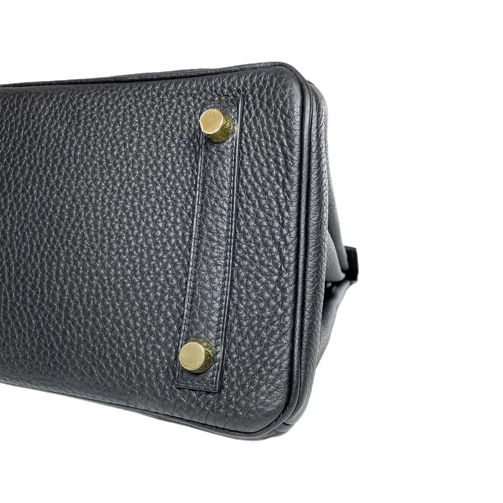Hermes Birkin Leather Gold Handbag Bag for Women (Black Matt)