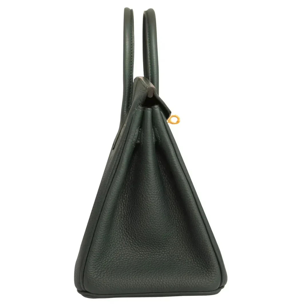 Hermes Birkin Leather Gold Handbag Bag for Women (Green Matt)