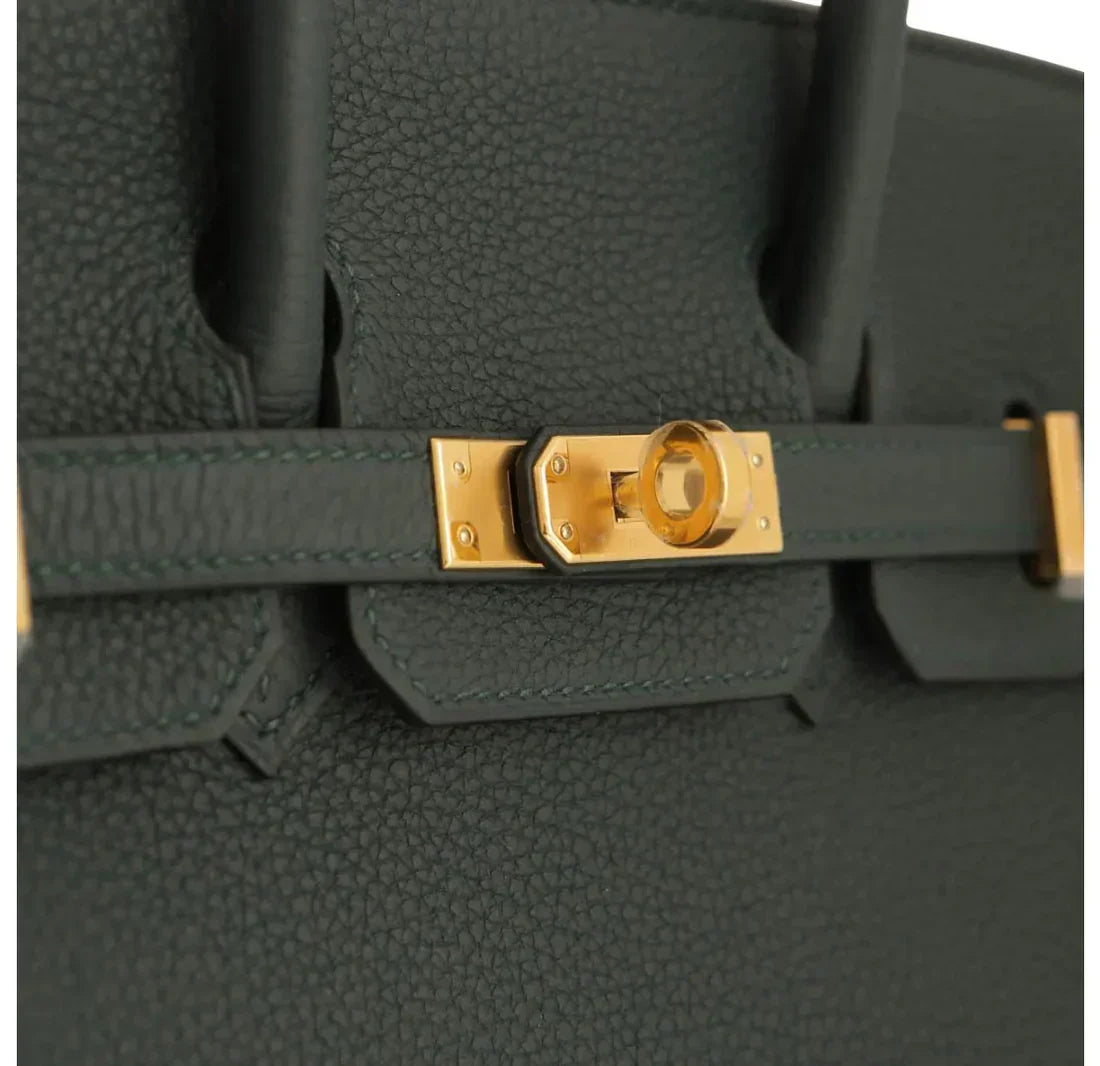 Hermes Birkin Leather Gold Handbag Bag for Women (Green Matt)