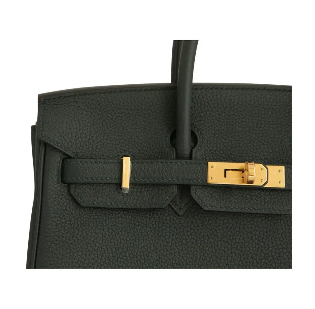 Hermes Birkin Leather Gold Handbag Bag for Women (Green Matt)