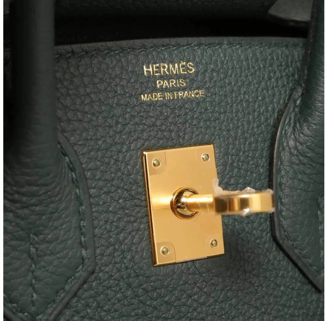 Hermes Birkin Leather Gold Handbag Bag for Women (Green Matt)
