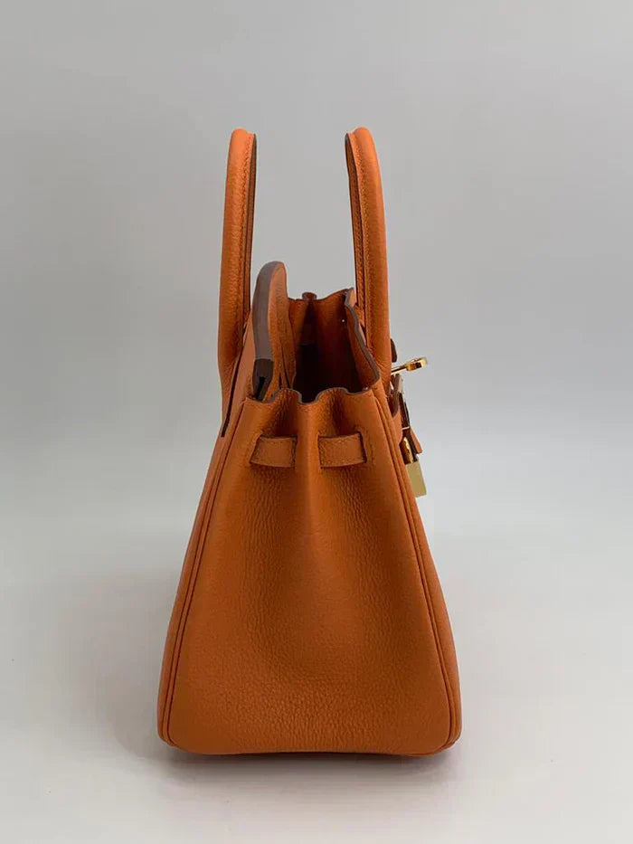 Hermes Birkin Leather Gold Handbag Bag for Women (Orange Matt)