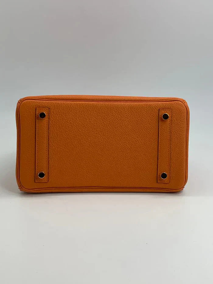 Hermes Birkin Leather Gold Handbag Bag for Women (Orange Matt)