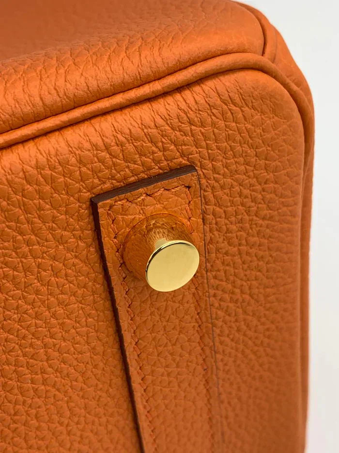 Hermes Birkin Leather Gold Handbag Bag for Women (Orange Matt)