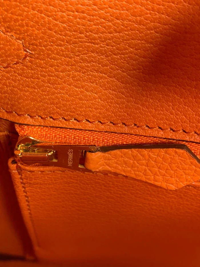 Hermes Birkin Leather Gold Handbag Bag for Women (Orange Matt)