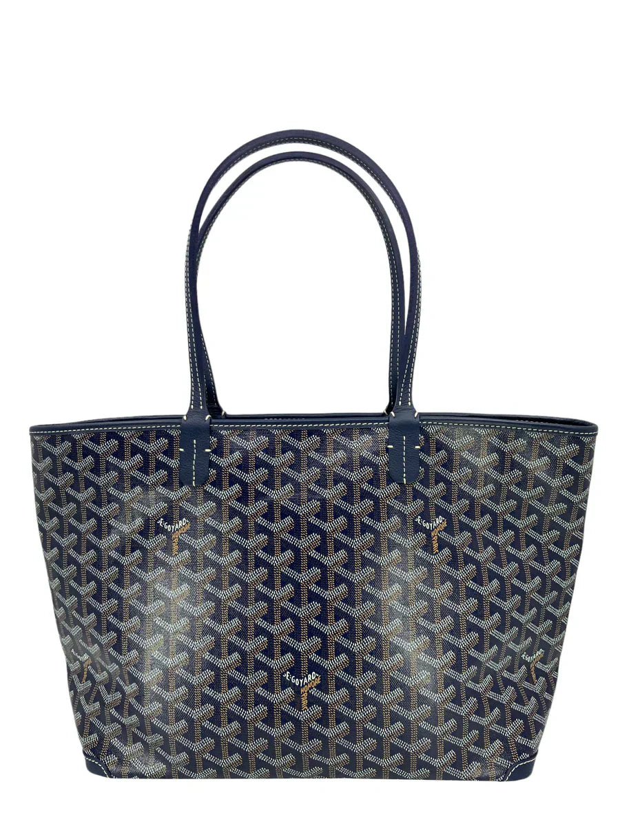 Goyard Goyardine Coated Canvas and Leather Saint Louis PM Tote in Blue – Elegant Luxury Tote Bag for Women.